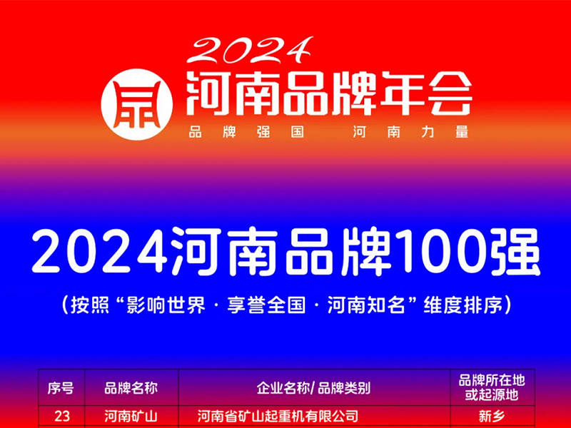 稳居百强，行业引领｜河南矿山荣登“河南品牌100强”榜单